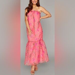 Buddy Love Dayton Floral Strapless Mermaid Maxi‎ Dress in Pink - S
